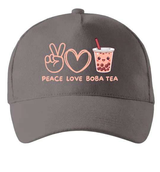 Кепка Peace love boba tea Серый фото