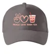 Кепка Peace love boba tea Серый фото
