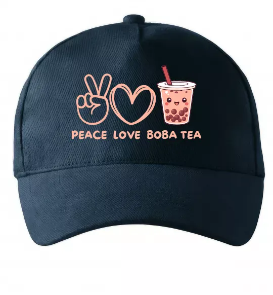 Кепка Peace love boba tea Темно-синій фото