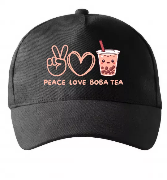 Кепка Peace love boba tea Чорний фото