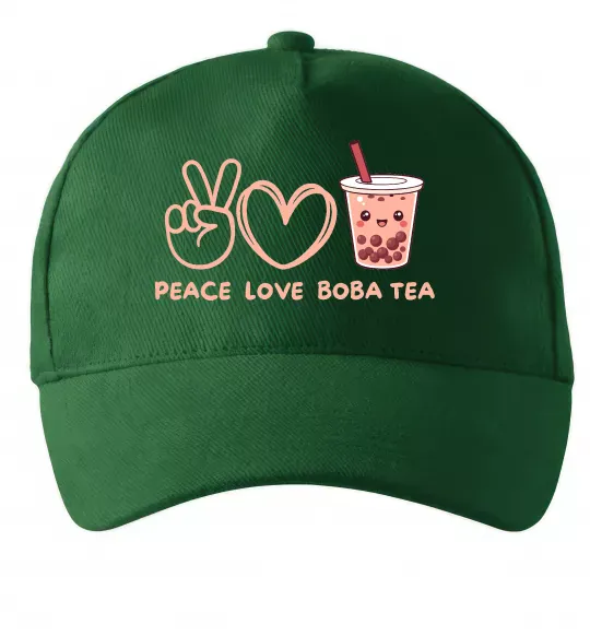 Кепка Peace love boba tea Темно-зелений фото
