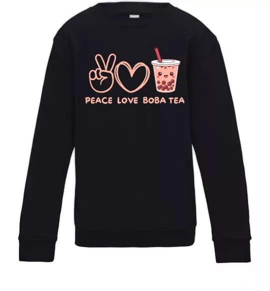 Дитячий світшот Peace love boba tea Чорний фото