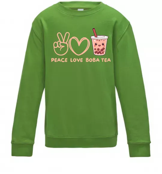 Дитячий світшот Peace love boba tea Лаймовий фото