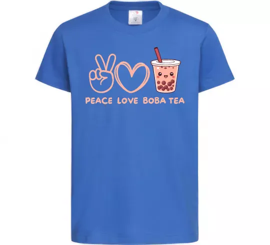 Дитяча футболка Peace love boba tea Яскраво-синій фото