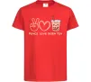 Дитяча футболка Peace love boba tea Червоний Дитяча футболка Peace love boba tea Червоний фото