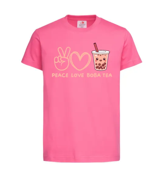 Детская футболка Peace love boba tea Ярко-розовый фото