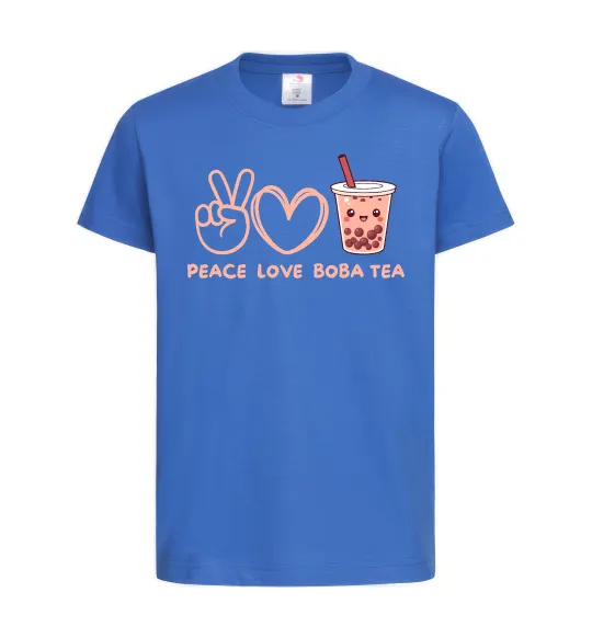 Детская футболка Peace love boba tea Ярко-синий фото