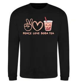 Свитшот Peace love boba tea Черный фото
