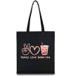 Еко-сумка Peace love boba tea Чорний фото