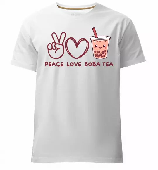 Чоловіча преміум футболка Peace love boba tea Білий фото