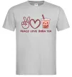 Мужская футболка Peace love boba tea Серый фото