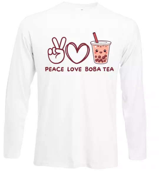 Лонгслив Peace love boba tea Белый фото