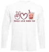 Лонгслив Peace love boba tea Белый фото