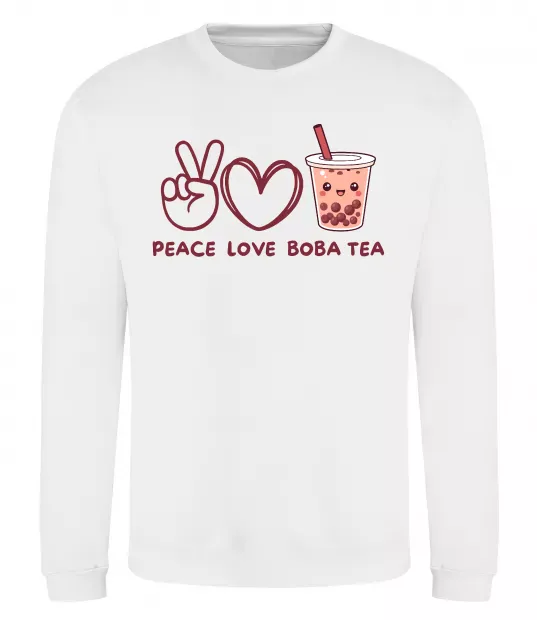 Світшот Peace love boba tea Білий фото