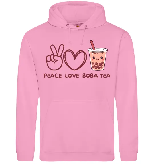 Женская толстовка (худи) Peace love boba tea Розовый фото