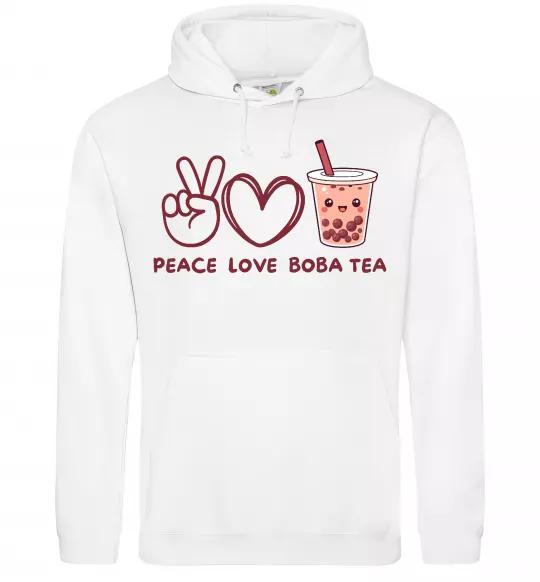 Жіноча толстовка (худі) Peace love boba tea Білий фото
