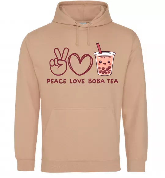 Жіноча толстовка (худі) Peace love boba tea Пісочний фото