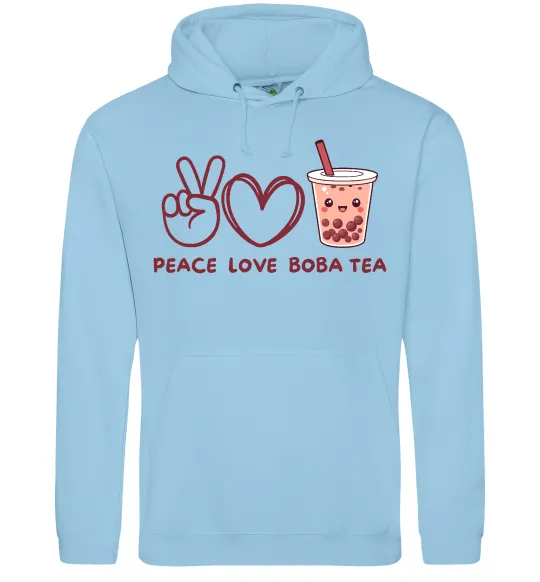 Женская толстовка (худи) Peace love boba tea Голубой фото