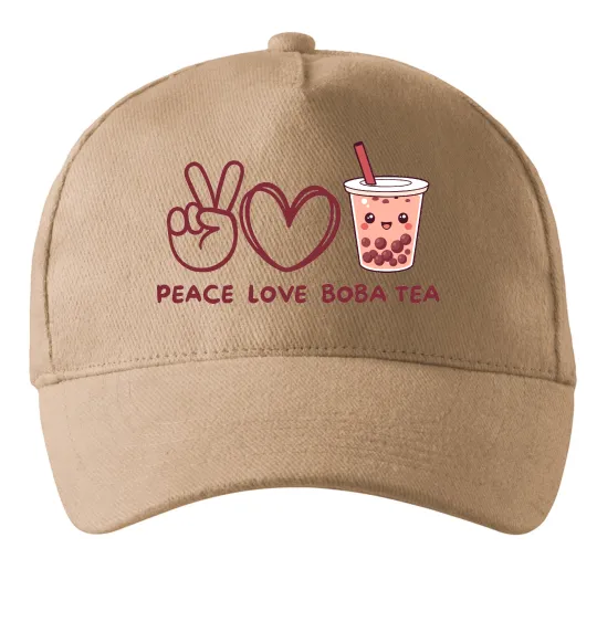 Кепка Peace love boba tea Песочный фото
