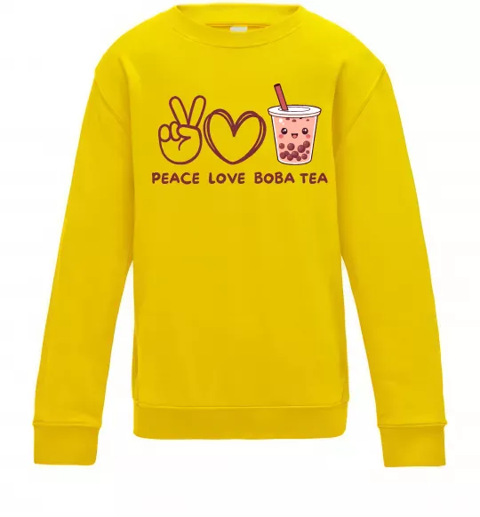 Дитячий світшот Peace love boba tea Сонячно жовтий фото