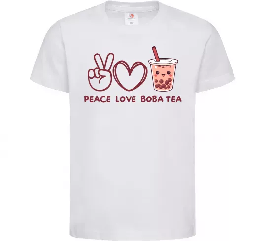 Дитяча футболка Peace love boba tea Білий фото