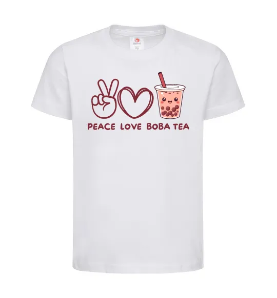 Детская футболка Peace love boba tea Белый фото