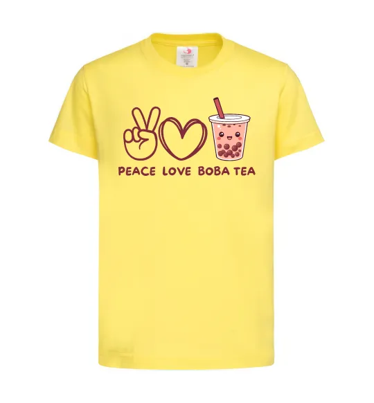 Детская футболка Peace love boba tea Лимонный фото