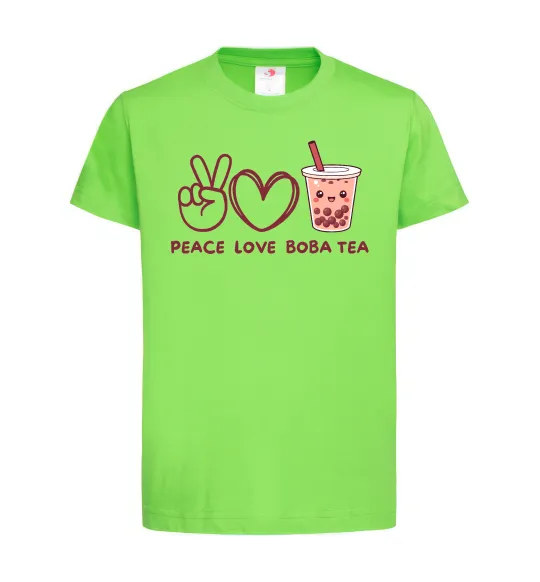 Детская футболка Peace love boba tea Лаймовый фото