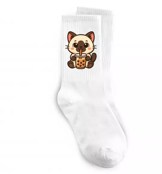 Носки Boba tea cat Белый фото