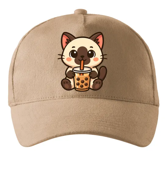 Кепка Boba tea cat Песочный фото