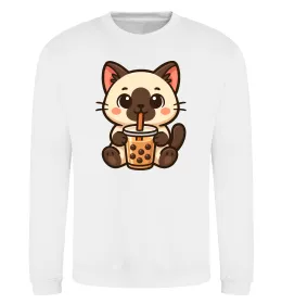 Свитшот Boba tea cat Белый фото
