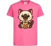 Детская футболка Boba tea cat Ярко-розовый фото