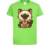 Детская футболка Boba tea cat Лаймовый фото
