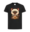 Детская футболка Boba tea cat Черный фото