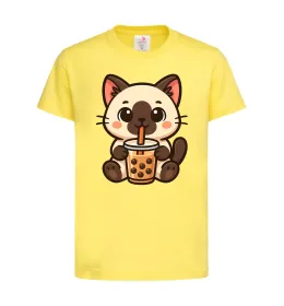 Дитяча футболка Boba tea cat Лимонний фото