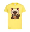 Детская футболка Boba tea cat Лимонный фото