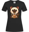 Женская футболка Boba tea cat Черный фото