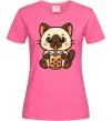 Женская футболка Boba tea cat Ярко-розовый фото