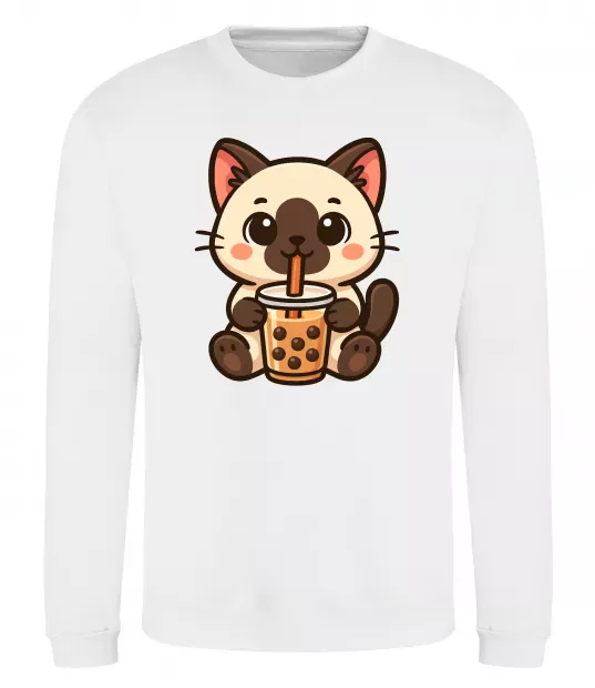 Свитшот Boba tea cat Белый фото