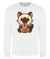 Свитшот Boba tea cat Белый фото