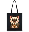 Еко-сумка Boba tea cat Чорний фото