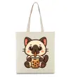 Еко-сумка Boba tea cat Бежевий фото