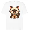 Футболка Оверсайз Boba tea cat Белый фото