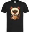 Мужская футболка Boba tea cat Черный фото