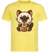 Мужская футболка Boba tea cat Лимонный фото