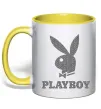 Чашка з кольоровою ручкою Сталевий playboy Сонячно жовтий фото