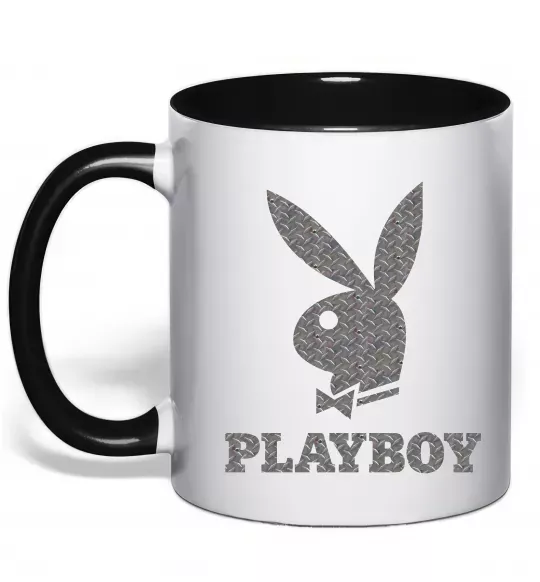 Чашка з кольоровою ручкою Сталевий playboy Чорний фото