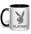 Чашка з кольоровою ручкою Сталевий playboy Чорний фото