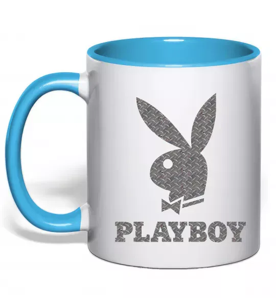 Чашка з кольоровою ручкою Сталевий playboy Блакитний фото