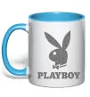 Чашка з кольоровою ручкою Сталевий playboy Блакитний фото